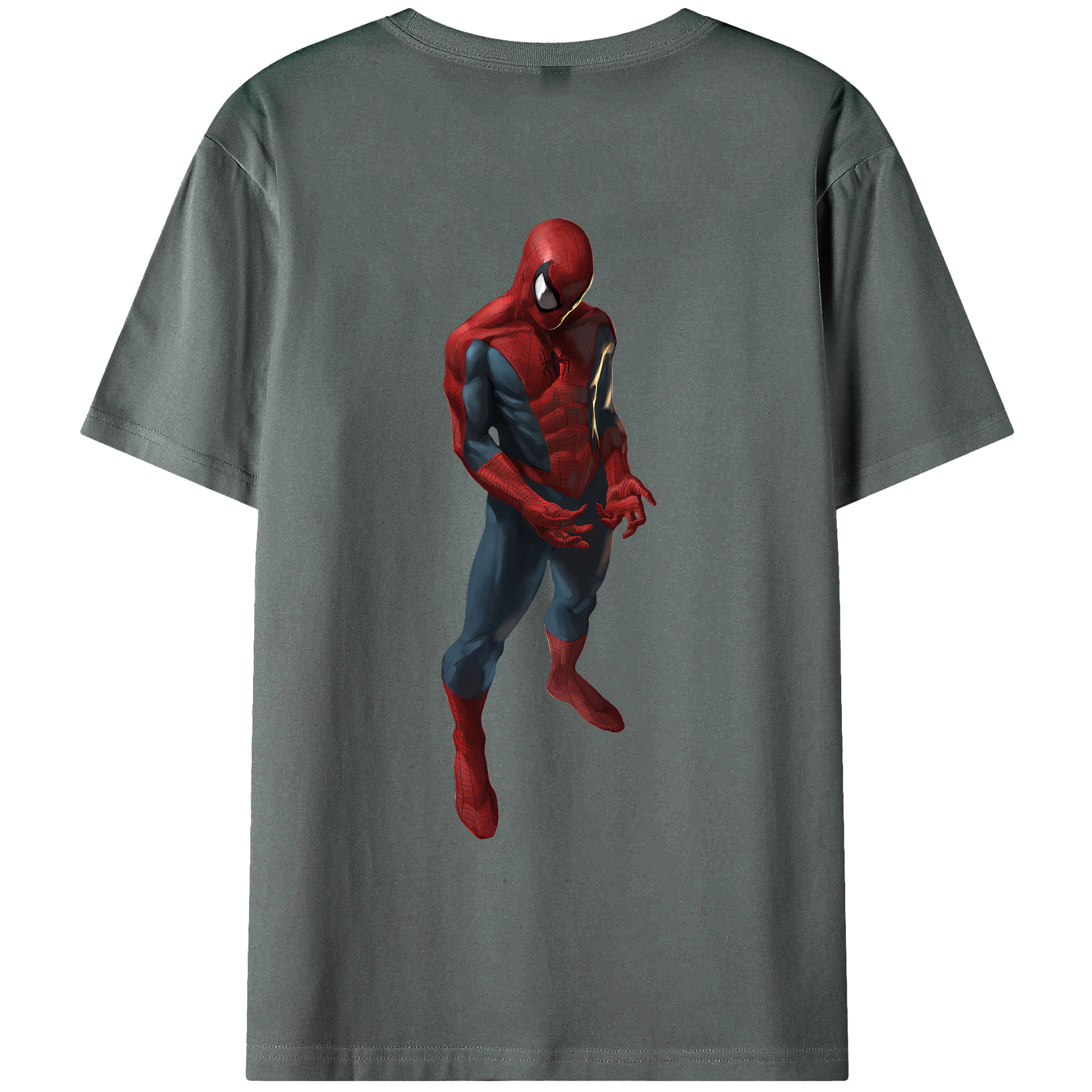 （画像用） Spider Man スパイダーマン 綿100％ メンズ半袖Tシャツ（バックプリント） 通気性
